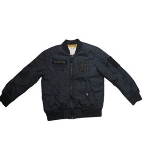 Zara Boys Black Bomber Jacket Size 5 – Embroidered Patch Street Style
